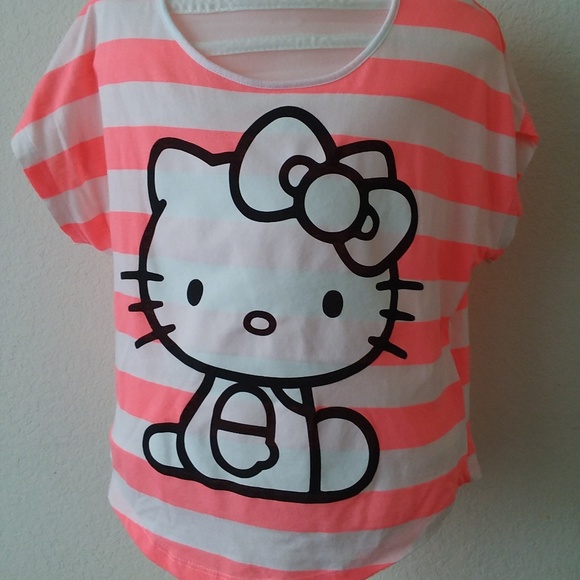 Sanrio Tops - Hello Kitty Pink Striped Shirt Sanrio Junior Small